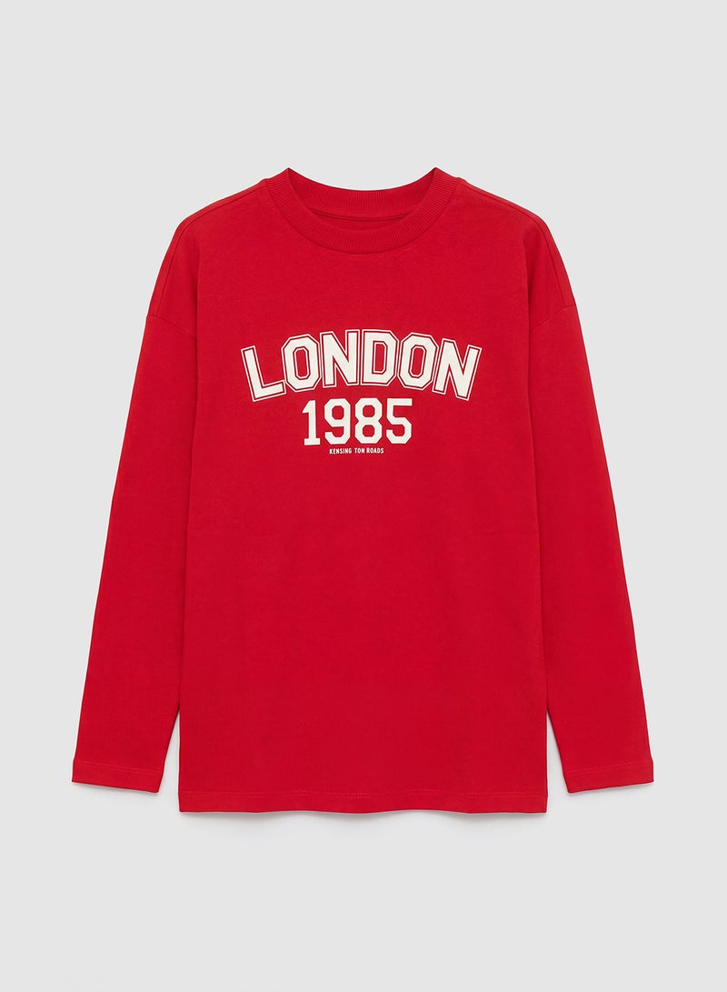 تيشيرت أولادي كم طويل برقبة دائرية